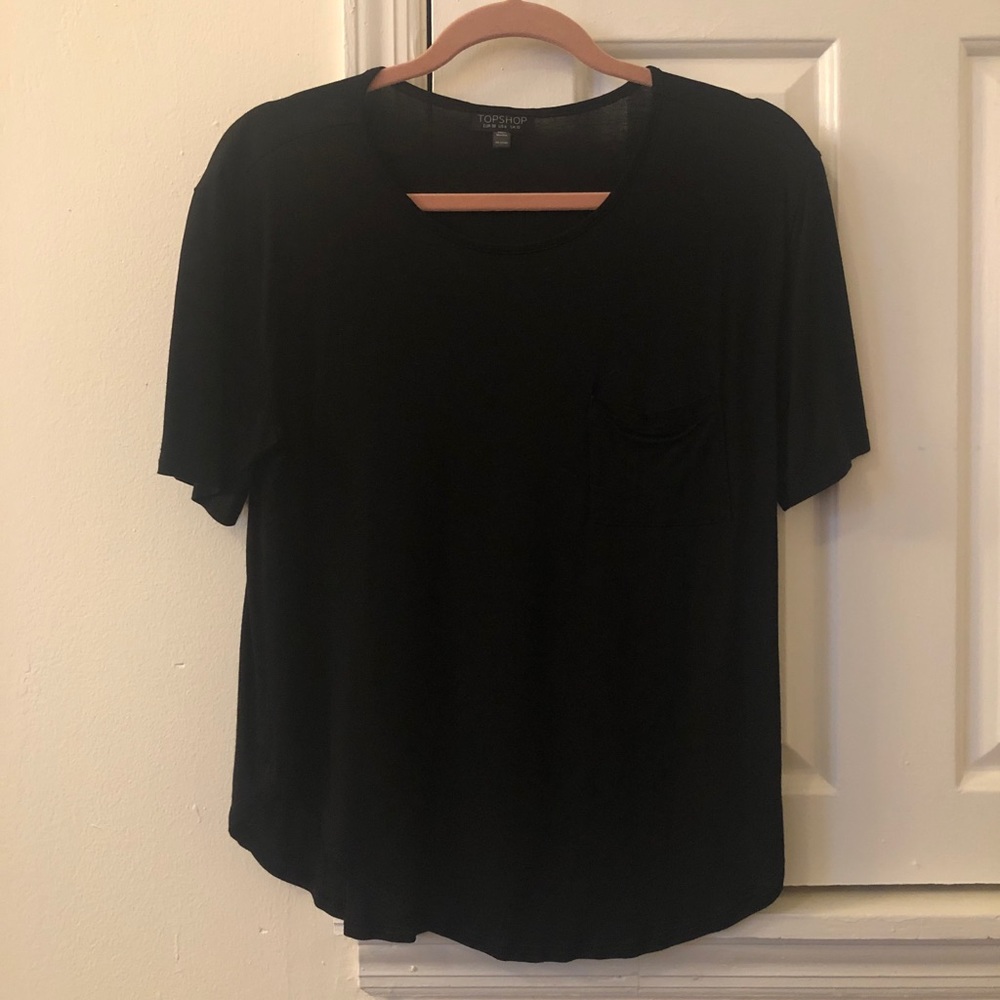 Topshop Black Tee with pocket detail